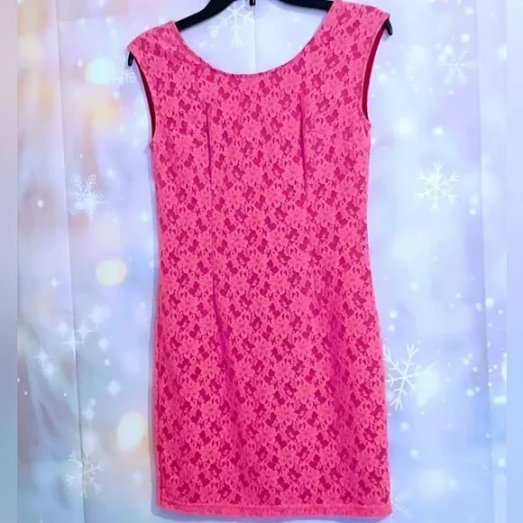 FOREVER 21 PINK LACE FULLY LINED LOW BACK GOING OUT DRESS WOMEN'S SIZE S - Picture 1 of 6